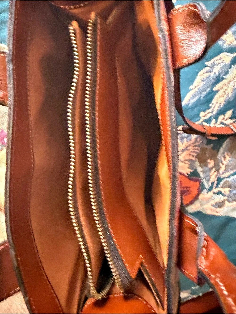 Patricia Nash Floral Print Braided Tote Bag Brown & Green